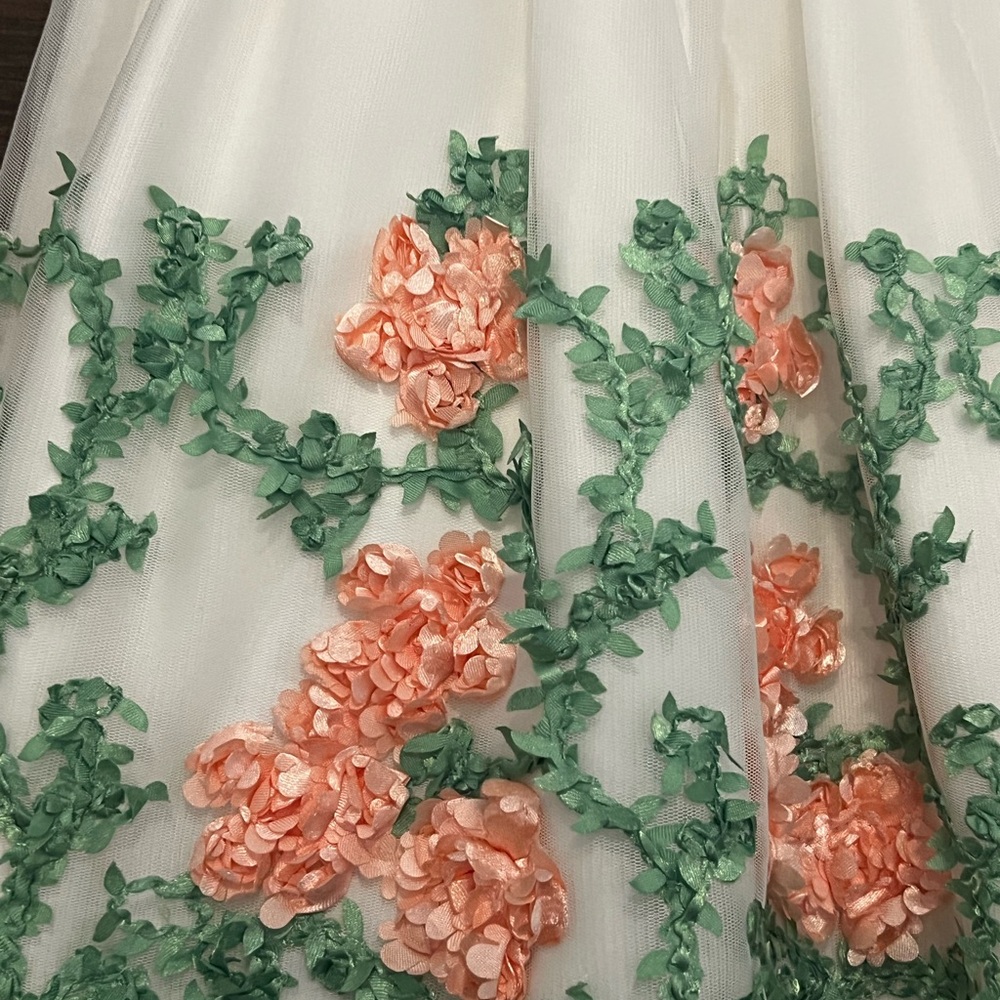 American Princess Ivory Satin & Tulle Flower Girl Dress - Picture 6 of 7